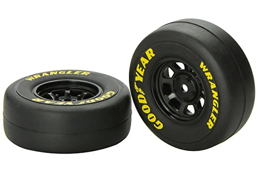 Traxxas 1.9&amp;quot; Goodyear Wrangler Tyres on 8 Spoke Black Rims - Glued Wheels 2Pcs image 13986