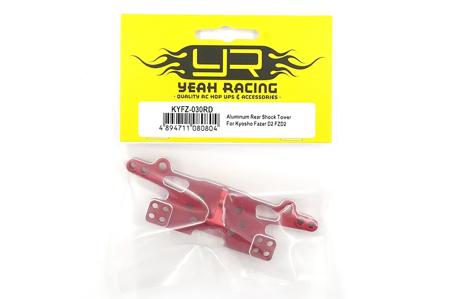 Yeah Racing red aluminium rear shock tower for Kyosho Fazer D2 in original retail packaging.
