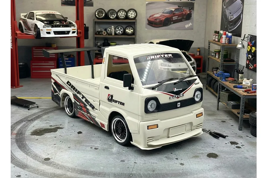 WPL D14S Suzuki Carry with Wide Body Kit RC Drift Kei Truck Electric Brushless 4WD 1/10 Scale RTR - White image 141315