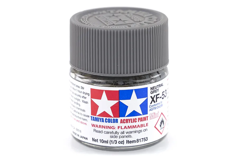 Tamiya XF-53 Neutral Grey Flat Acrylic Paint 10ml image 14163