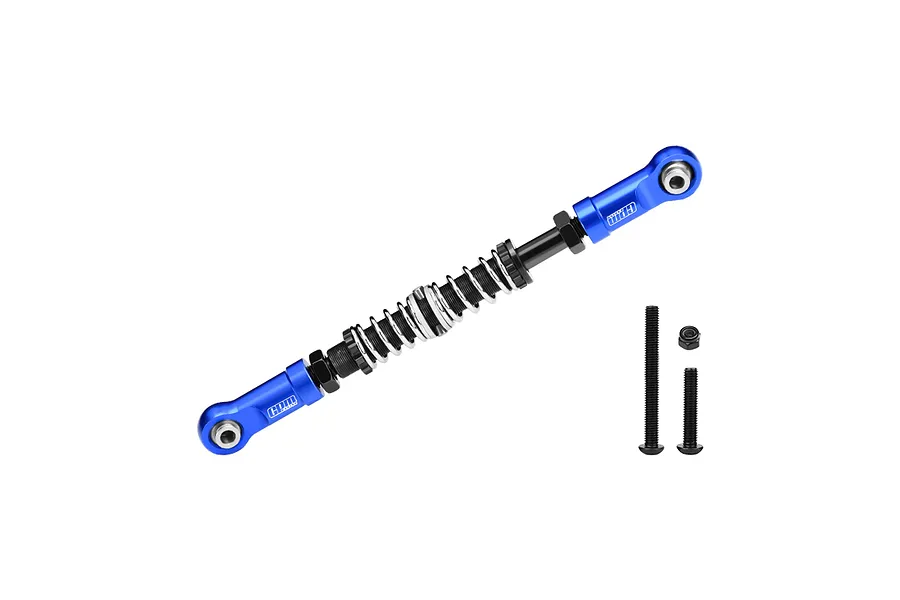 GPM Aluminium 100-113mm Servo Steering Link with Adjustable Spring - Blue image 141622