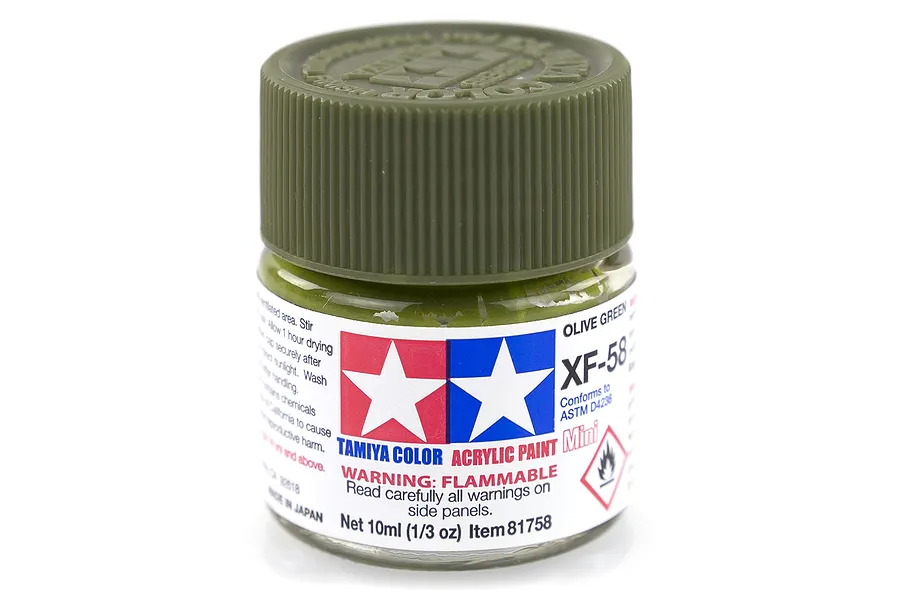 Tamiya XF-58 Olive Green Flat Acrylic Paint 10ml image 14168