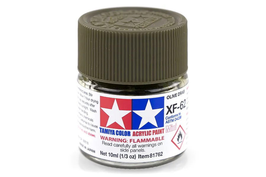 Tamiya XF-62 Olive Drab Flat Acrylic Paint 10ml image 14172