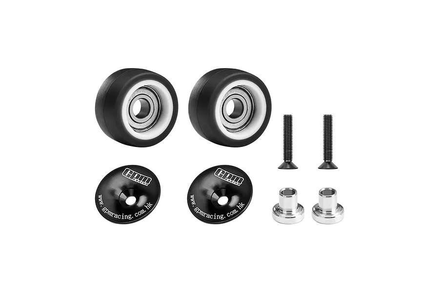 GPM Aluminium Wheelie Bar Wheels with Axles Set - Black image 1