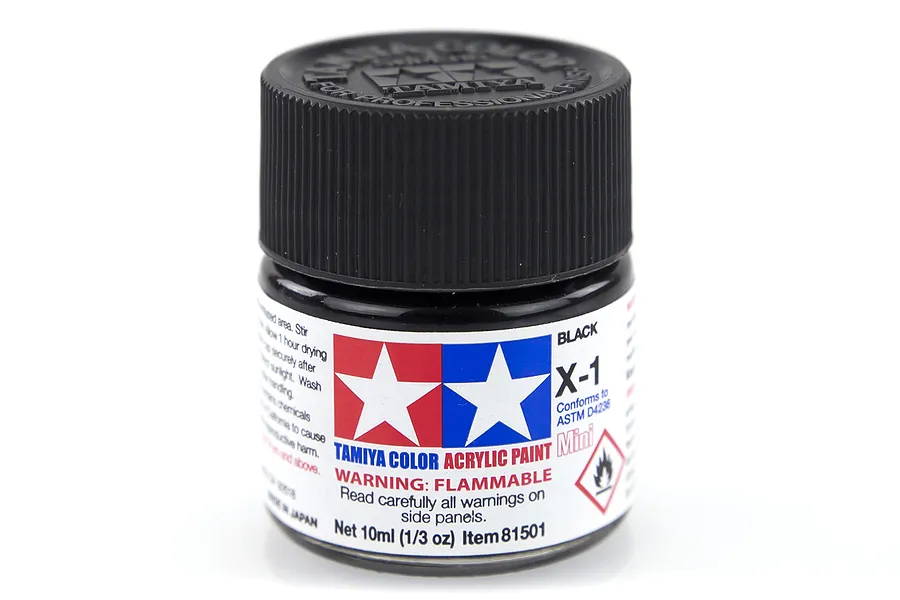 Tamiya X-1 Black Gloss Acrylic Paint 10ml image 14192