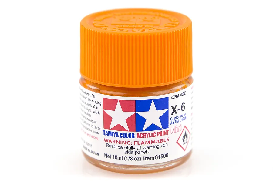 Tamiya X-6 Orange Gloss Acrylic Paint 10ml image 14196