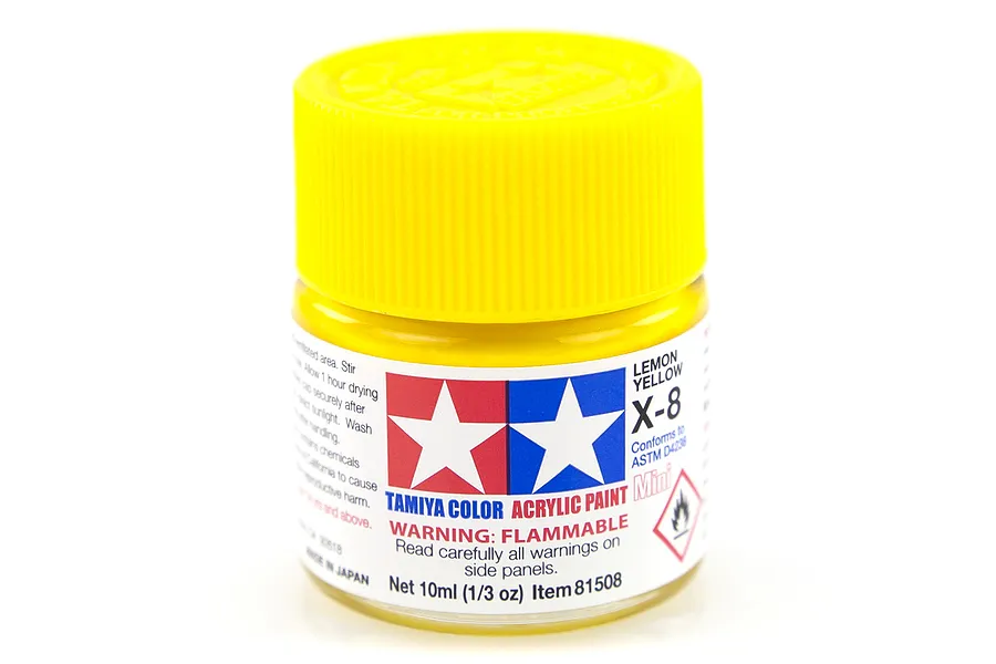 Tamiya X-8 Lemon Yellow Gloss Acrylic Paint 10ml image 14198