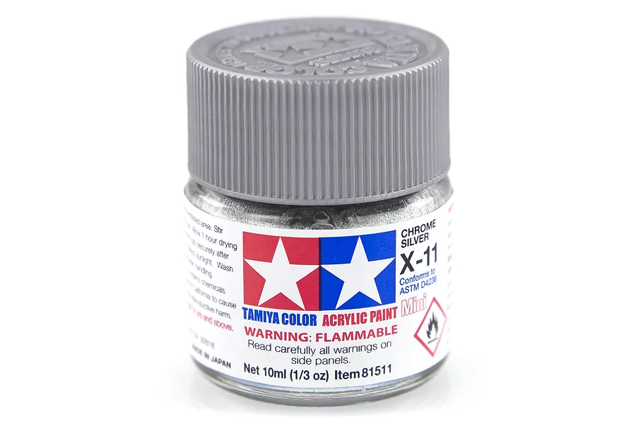 Tamiya X-11 Chrome Silver Gloss Acrylic Paint 10ml image 14201