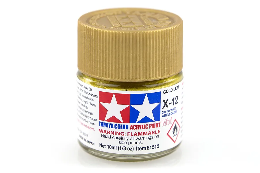 Tamiya X-12 Gold Leaf Gloss Acrylic Paint 10ml image 14202