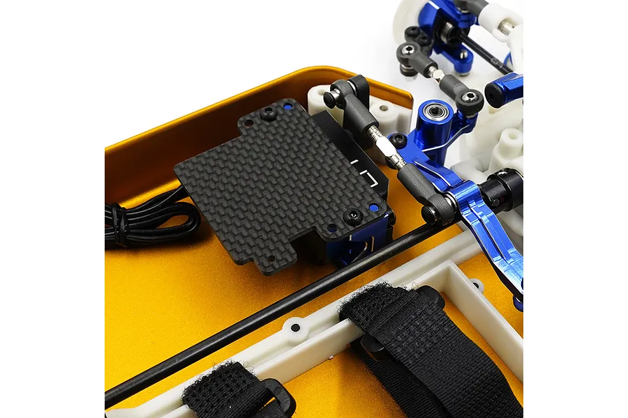 Yeah Racing Aluminium and Carbon Fibre Servo Mount Set - Deep Blue image 2