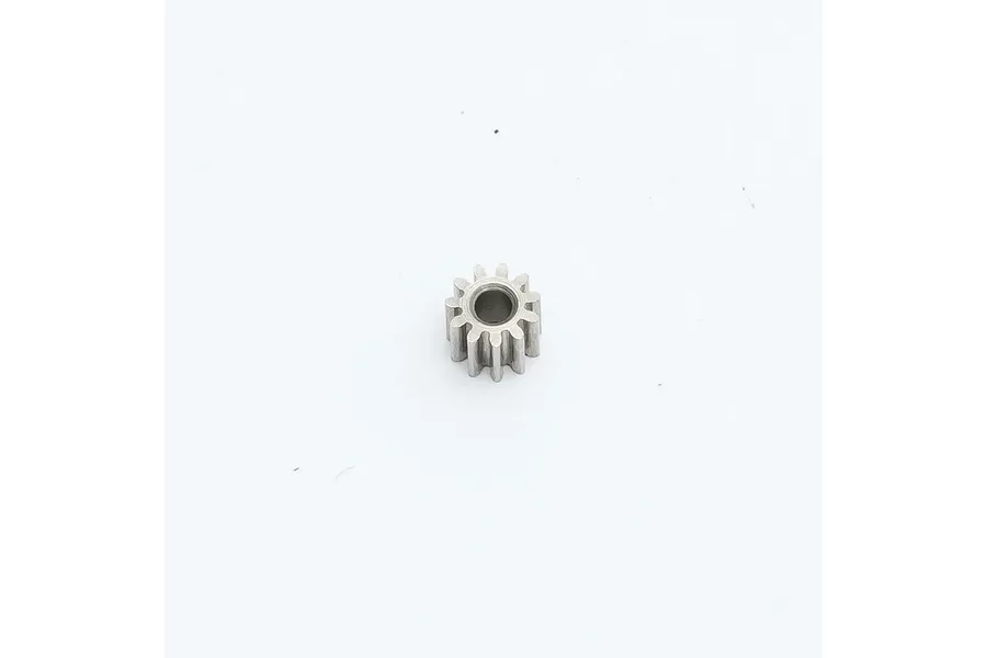 A small metal 11-tooth pinion gear for an RC vehicle, viewed from a top-down angle against a plain white background.