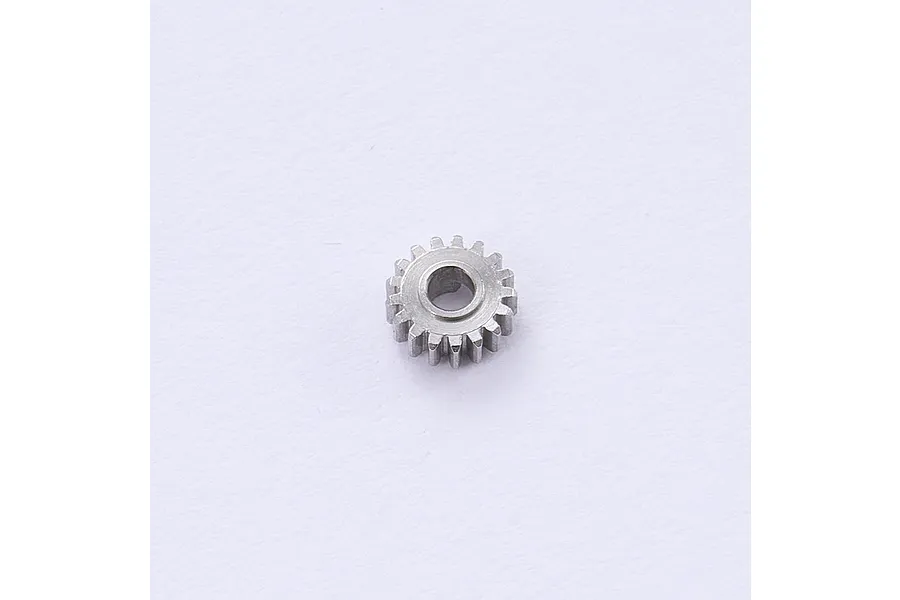 A small silver-coloured 17-tooth metal pinion gear for RC car transmissions, isolated on a plain white background.