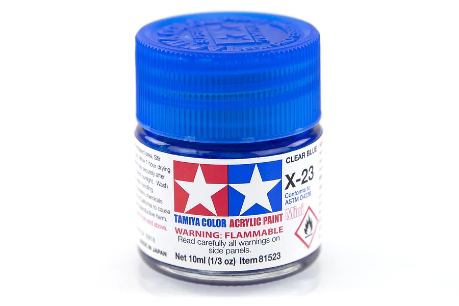 Tamiya X-23 Clear Blue Gloss Acrylic Paint 10ml image 14211