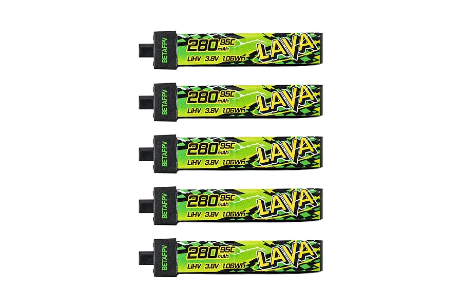 BetaFPV LAVA Series II 3.8V 280mAh 95C 1S Hard Case LiPo Battery 5Pcs image 142149