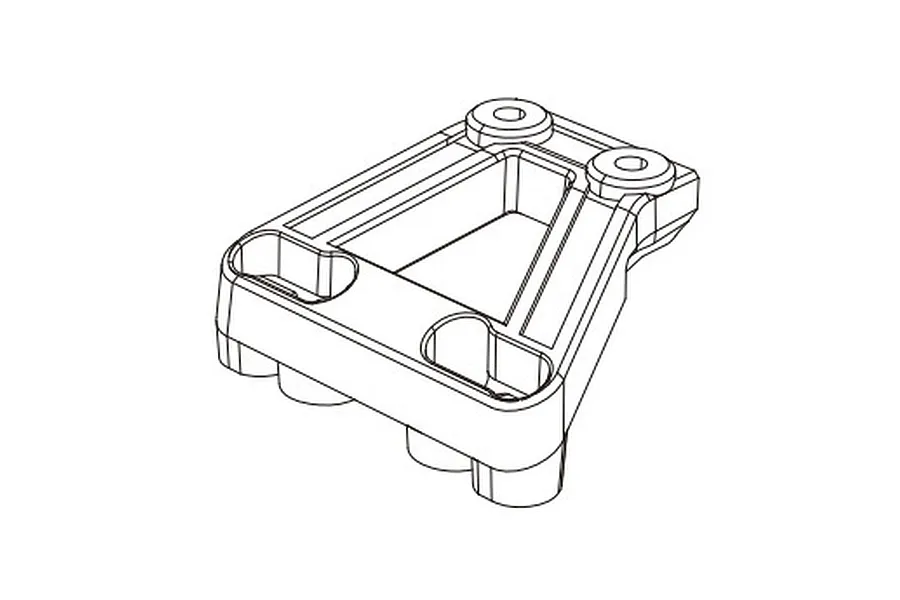 A black and white line drawing of an MJX RC front bulkhead brace showing its structural shape and mounting holes.