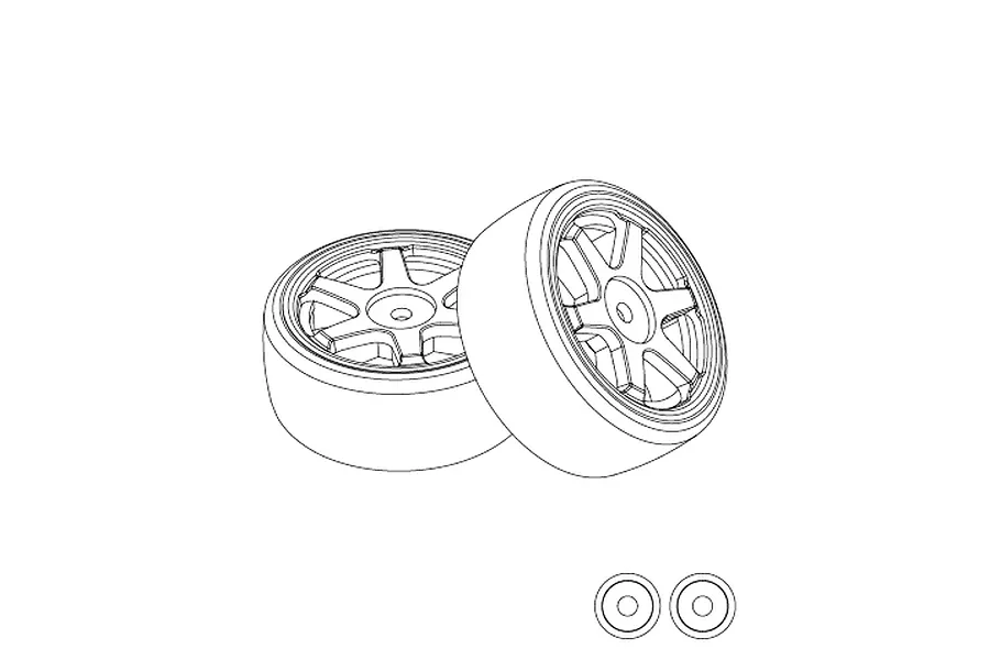 MJX RC 1/14 Hard Compound Drift Tyres on White Rims - Glued Wheels 2Pcs image 1