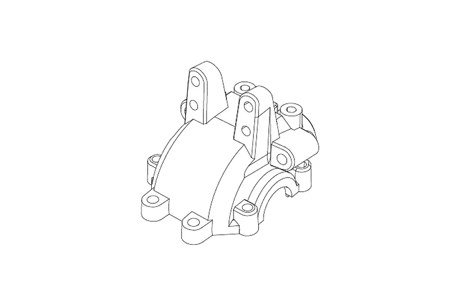 A black and white line drawing of an MJX RC front upper bulkhead spare part.