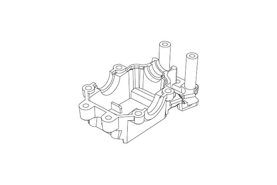 A black and white line drawing of an MJX RC front lower bulkhead spare part.