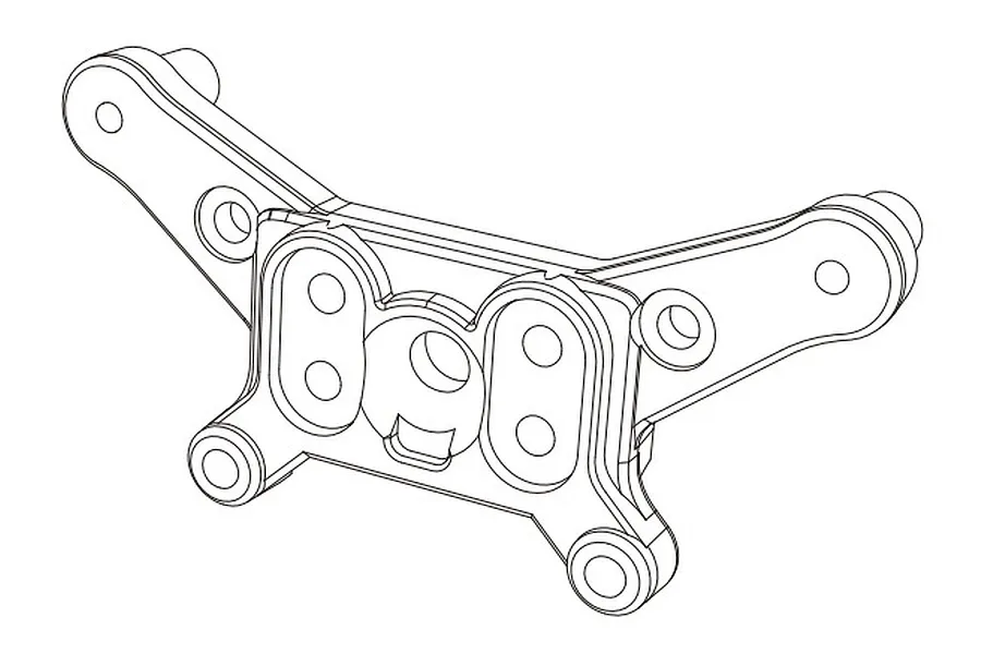 A black and white line drawing of an MJX RC front shock tower spare part.