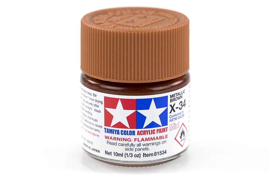 Tamiya X-34 Metallic Brown Gloss Acrylic Paint 10ml image 14219