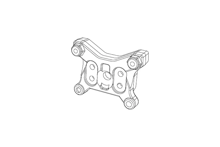 A black and white line drawing of an MJX RC front shock tower spare part.