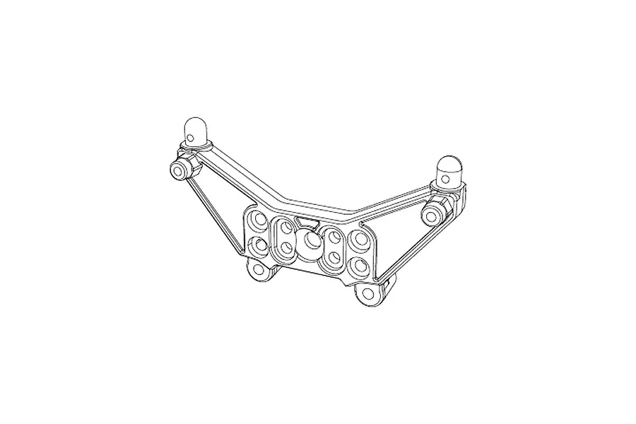 A black and white line drawing of an MJX RC rear shock tower spare part.