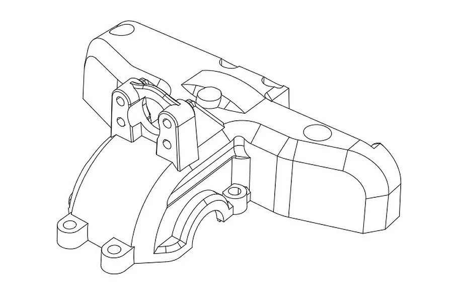 A black and white line drawing of an MJX RC rear upper bulkhead spare part.