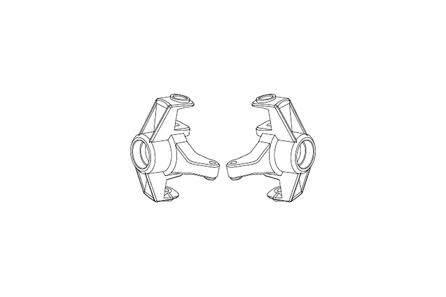 A line drawing illustration of two symmetrical RC steering hubs for MJX RC vehicles.