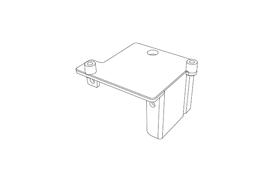 A black and white line drawing of an MJX RC upper servo mount spare part.