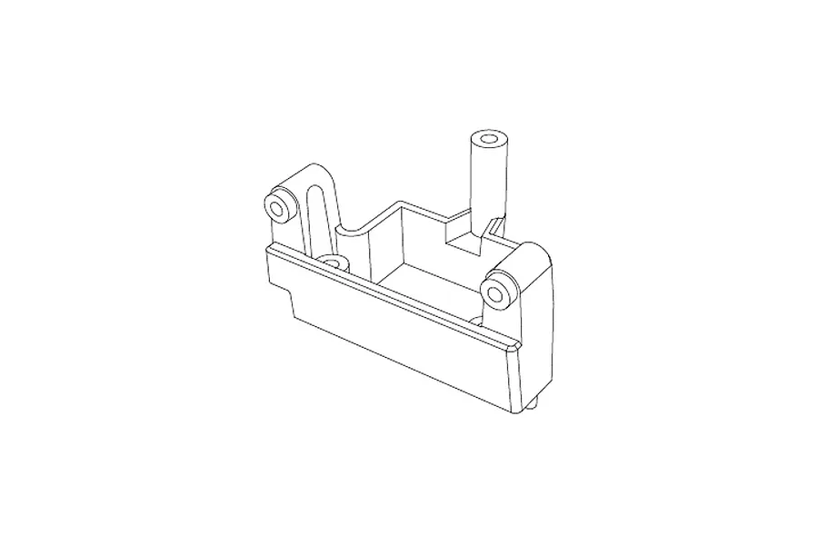 A black and white line drawing of an MJX RC lower servo mount spare part.