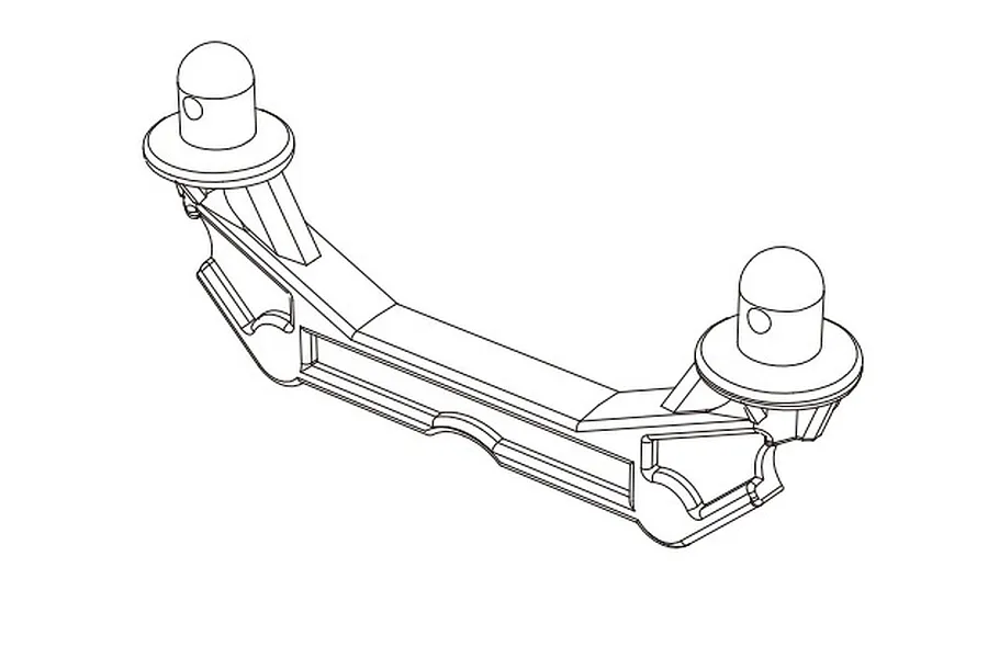 A black and white line drawing of an MJX RC front body post mount component.