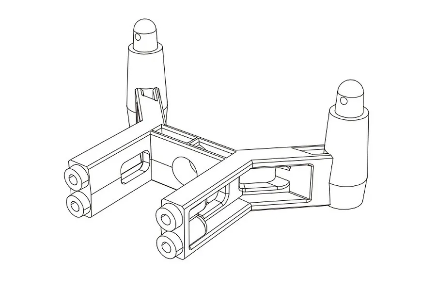 A black and white line drawing of an MJX RC rear body post assembly component.