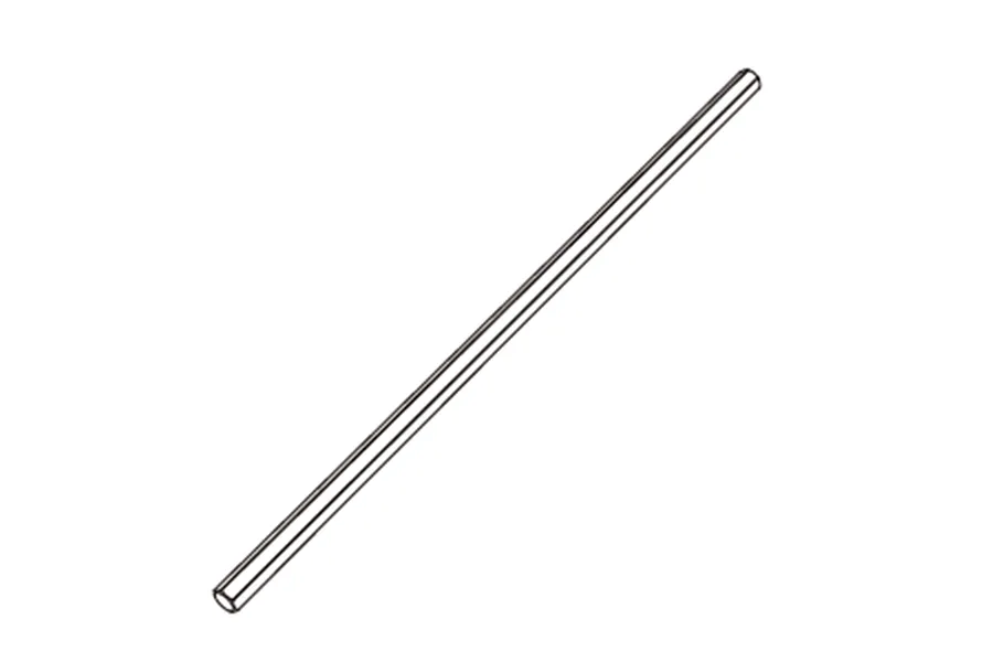 A simple line drawing of a straight metal driveshaft rod for an RC vehicle.