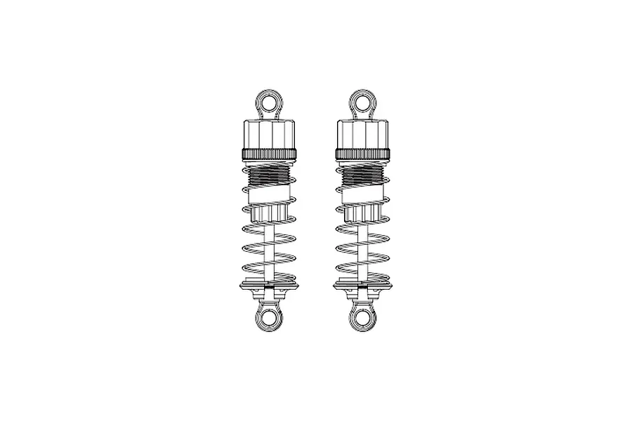 A technical line drawing of two adjustable RC shock absorbers side by side.