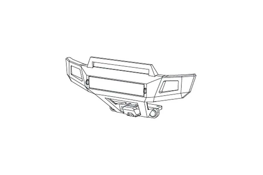 A black and white line drawing of an RC car front bumper with an integrated LED light bar housing.