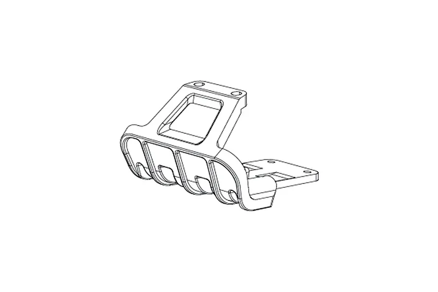 A black and white line drawing of an MJX RC front bumper spare part.