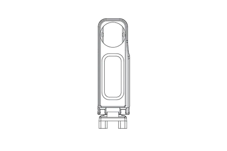 A technical line drawing of an MJX RC battery clip or hold-down component.
