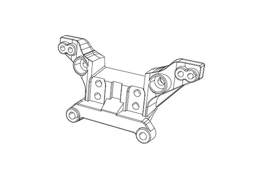 A black and white line drawing of an MJX RC front shock tower spare part.