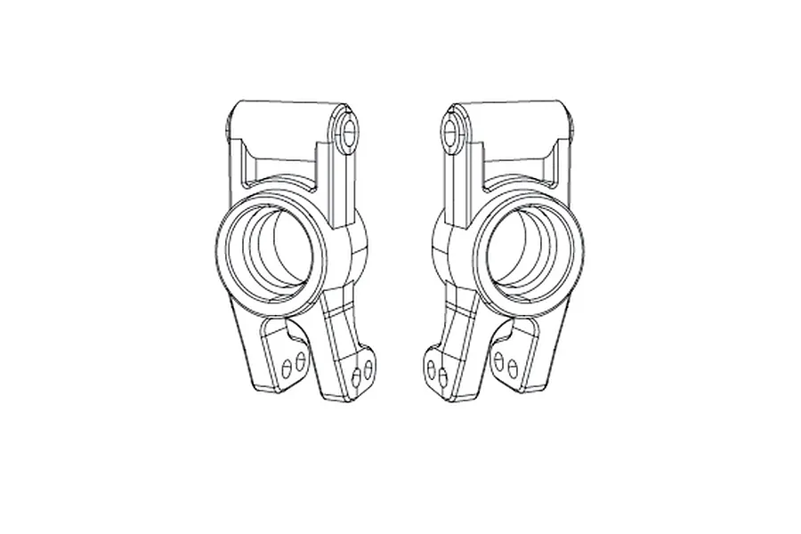 A line drawing illustration showing two identical RC car rear hub components side by side.