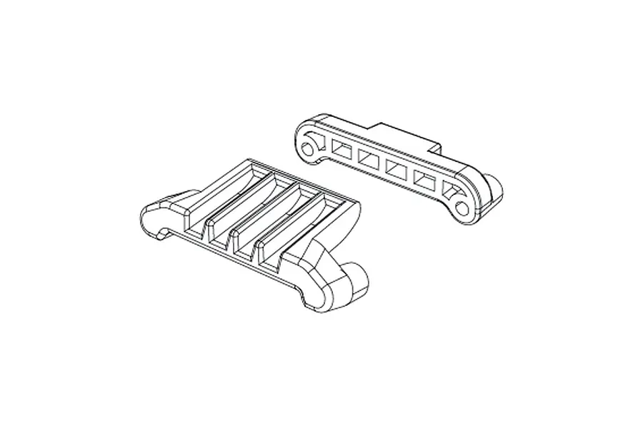 A black and white line drawing of two MJX RC body post mount components on a white background.