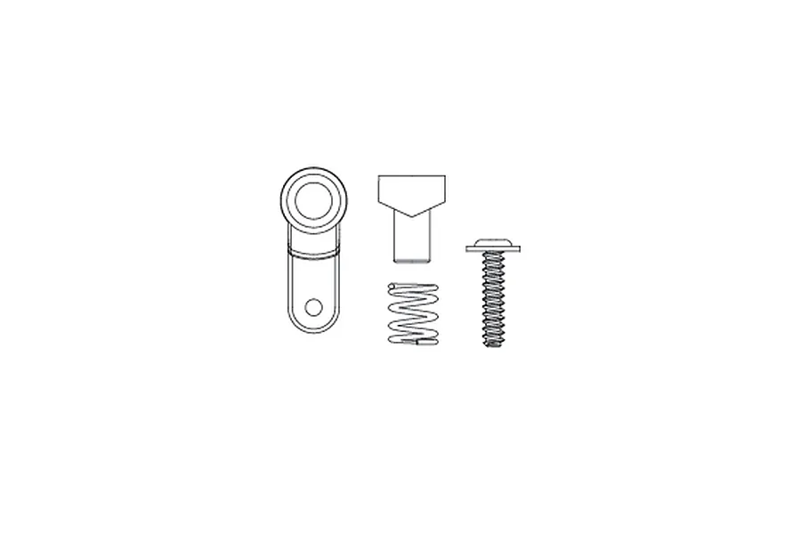 A line drawing diagram showing the components of an MJX RC servo saver assembly including a lever, post, spring, and screw.