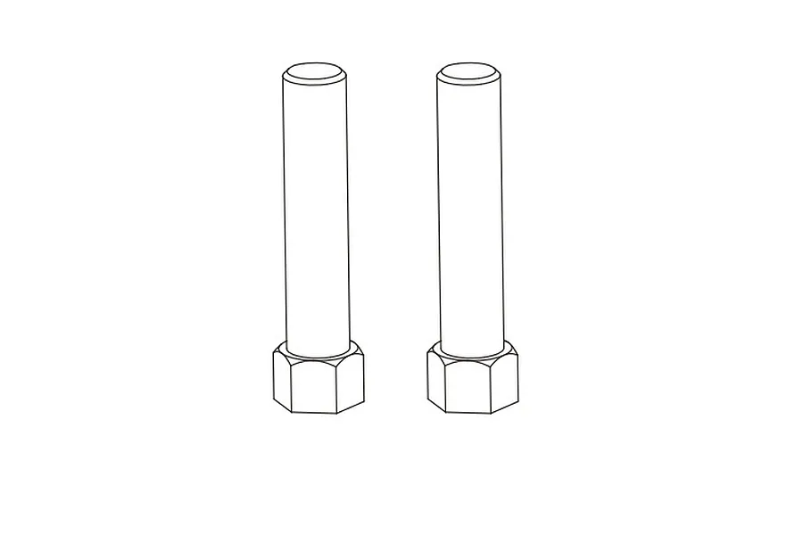A line drawing illustration showing two identical steering posts with a cylindrical shaft and a hexagonal base.