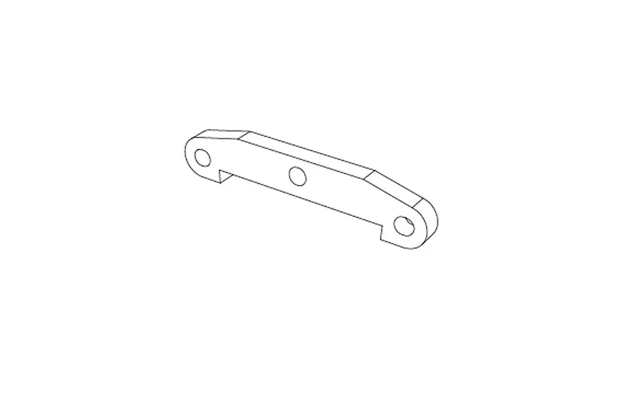 A black and white line drawing of an MJX RC rear suspension pin brace, showing its shape and mounting holes.