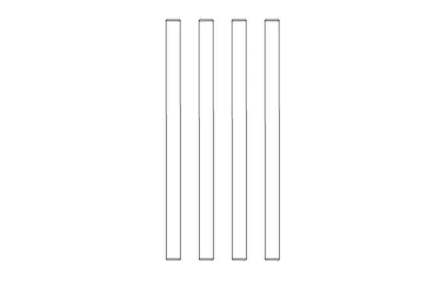 Four identical metal suspension arm pins arranged vertically against a plain white background.
