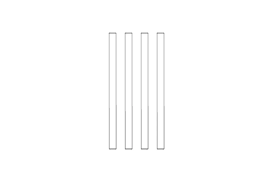 Four identical metal suspension arm pins arranged vertically against a white background.