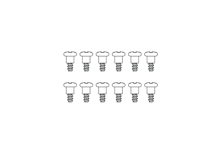A technical line drawing of twelve identical coarse thread shoulder screws arranged in two rows of six.