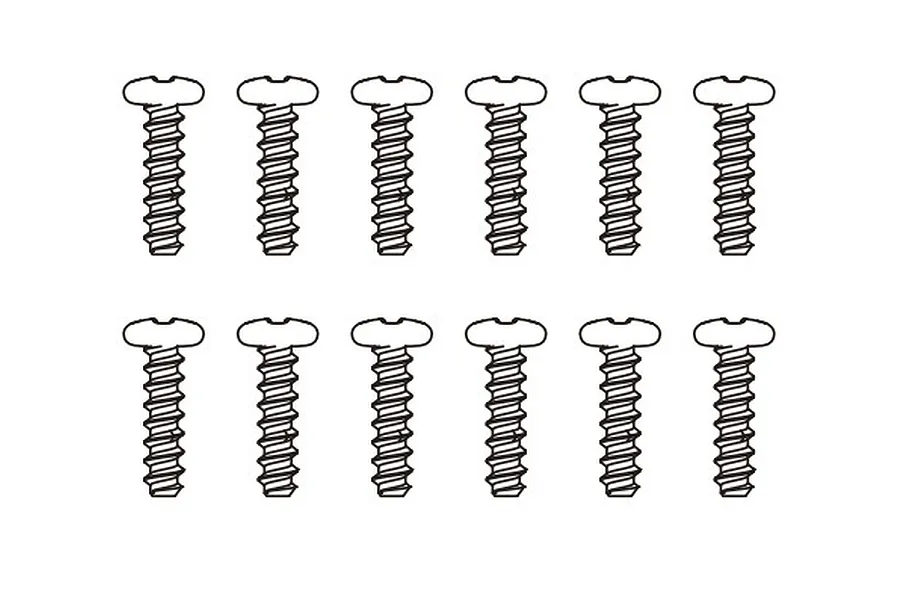 A line drawing illustration showing twelve identical binder head screws arranged in two rows of six.