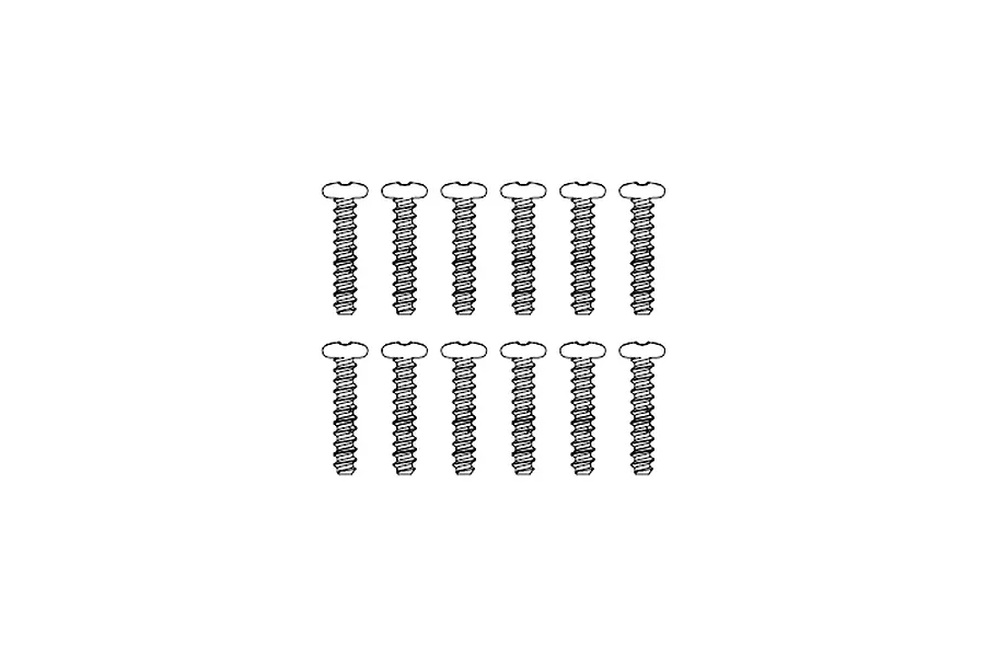 A technical line drawing showing twelve identical button head screws arranged in two rows of six against a plain white background.