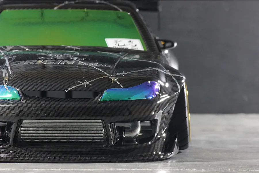Pandora RC 1/10 Nissan S15 Silvia Raijin Thunder God Unpainted Body Shell - Carbon Edition image 6