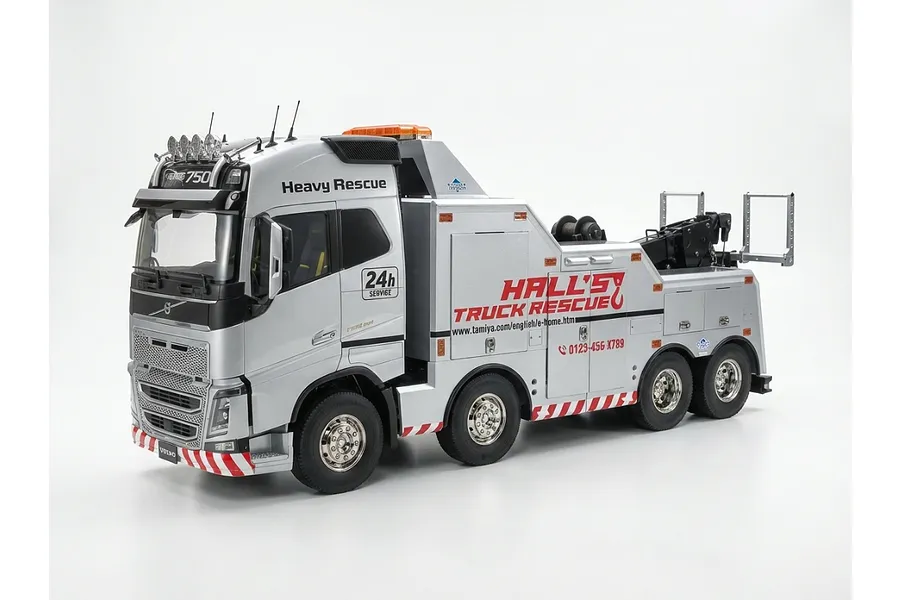 Tamiya Volvo FH16 Globtrotter 750 RC Tow Truck Electric 8x4 1/14 Scale Kit - Silver Edition image 142670